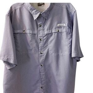 Habit River Fishing Shirt Blue Check Short Sleeve Wicking UPF Xl
